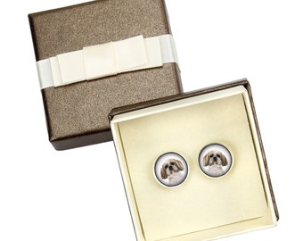 Shih Tzu. Cufflinks with box for dog lovers. Photo jewellery. Men's jewellery. Handmade