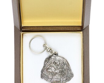 NEW, Pekingese, dog keyring, key holder, in casket, limited edition, ArtDog . Dog keyring for dog lovers