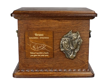 Mastino Napoletano Urn for Dog Ashes, Personalized Memorial with Relief, Pet’s Name and Quote, Custom urn for dog's ashes