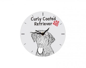 Curly coated retriever, Free standing MDF floor clock with an image of a dog.