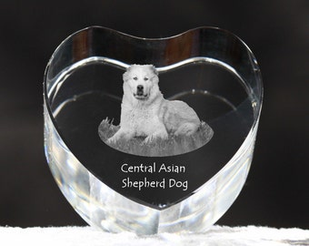 Central Asian Shepherd Dog, crystal heart with dog, souvenir, decoration, limited edition, Collection