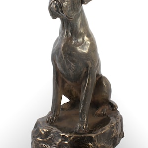 Boxer sitting (no desk), dog wooden base statue, limited edition, ArtDog