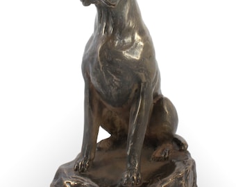 Boxer sitting (no desk), dog wooden base statue, limited edition, ArtDog