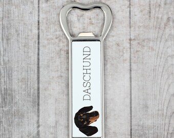 A beer bottle opener with a Dachshund dog. A new collection with the geometric dog