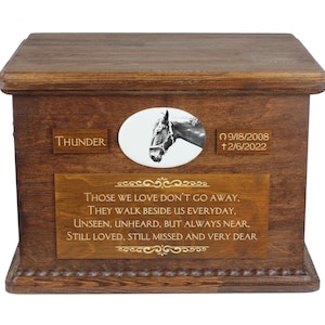 Hannoveraanse grote urn voor paardenas, gepersonaliseerd gedenkteken met foto, aangepaste paardenurn, paardengedenkteken, grote urn voor paard