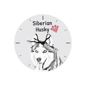 Siberian Husky, Free standing MDF floor clock with an image of a dog.