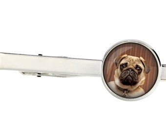 Pug. Tie clip for dog lovers. Photo jewellery. Men's jewellery. Handmade