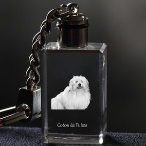 Coton de Tuléar  , Dog Crystal Keyring, Keychain, High Quality, Exceptional Gift . Dog keyring for dog lovers