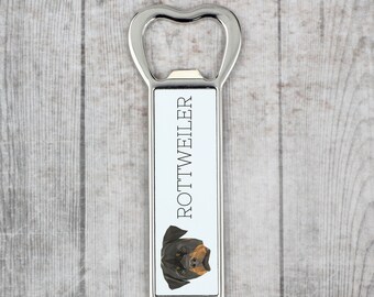 A beer bottle opener with a Rottweiler dog. A new collection with the geometric dog