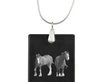 Clydesdale,  Horse Crystal Pendant, SIlver Necklace 925, High Quality, Exceptional Gift, Collection!