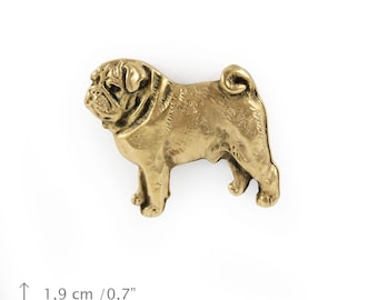 Pug, millesimal fineness 999, dog pin, limited edition, ArtDog