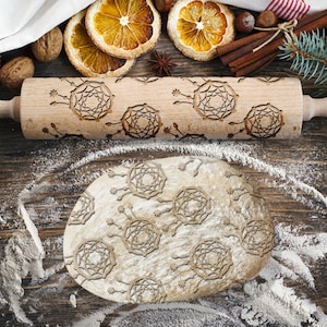 CACCIATORE DI SOGNI. Matterello inciso per biscotti, mattarello a goffratura, mattarello con incisione laser. Rullo decorativo