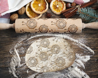 DREAMCATCHER. Engraved rolling pin for Cookies, Embossing Rollingpin, Laser Engraved Rolling-pin. Decorating Roller
