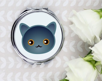 A pocket mirror with a Chartreux cat. A new collection with the cute Art-Dog cat