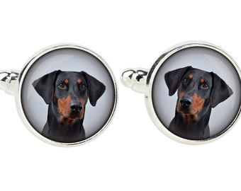 Doberman uncropped. Cufflinks for dog lovers. Photo jewellery. Men's jewellery. Handmade