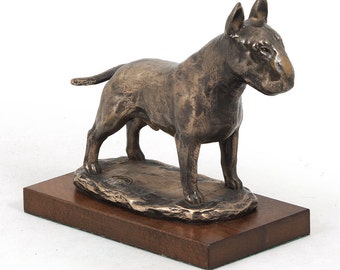 Bull Terrier, dog wooden base statue, limited edition, ArtDog
