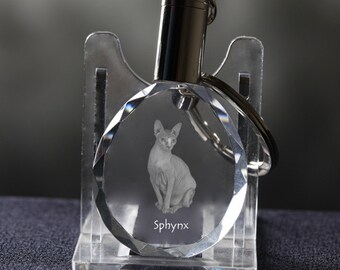 Sphynx cat, Cat Crystal Keyring, Keychain, High Quality, Exceptional Gift