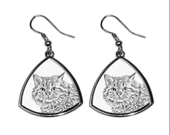 Selkirk rex longhaired, collection of earrings with images of purebred cats, unique gift. Collection!