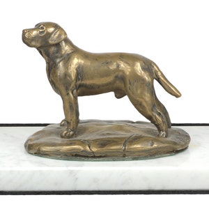 Labrador Retriever, dog white marble base statue, limited edition, ArtDog. Made of cold cast bronze. Perfect gift. Limited edition