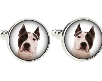 American Staffordshire Terrier. Cufflinks for dog lovers. Photo jewellery. Men's jewellery. Handmade