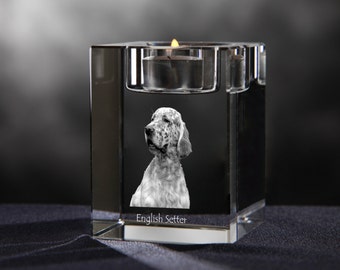 English Setter - crystal candlestick with dog, souvenir, decoration, limited edition, Collection