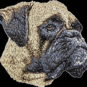 Boxer - Bordado con una imagen de un perro de raza.