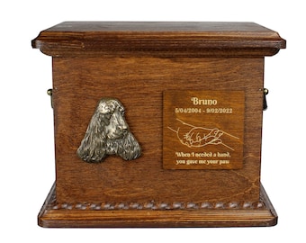 English cocker spaniel Urn for Dog Ashes, Personalized Memorial with Relief, Pet’s Name and Quote, Custom urn for dog's ashes