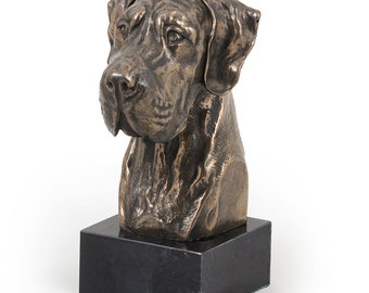 Great Dane (uncropped), dog marble statue, limited edition, ArtDog. Made of cold cast bronze. Perfect gift. Limited edition