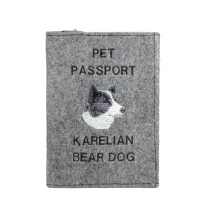 Perro de osos de Carelia - Funda de pasaporte de perro con un bordado. Novedad