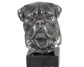 Bullmastiff Statue, Silver Cold Cast Bronze Sculpture, Marble Base, Home and Office Decor, Dog Trophy, Dog Figurine, Dog Memorial