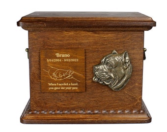 Presa Canario Urn for Dog Ashes, Personalized Memorial with Relief, Pet’s Name and Quote, Custom urn for dog's ashes