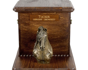 Friesian horse Big Urn for Horse Ashes, Cutomizable urn, Urn for horse with statue, Horse memorial with sculpture