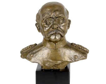 Otto von Bismarck Statue, Cold Cast Bronze Sculpture, Marble Base, Home and Office Decor, Trophy, Statuette