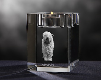 Komodor - crystal candlestick with dog, souvenir, decoration, limited edition, Collection