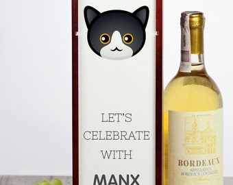 Let’s celebrate with Manx cat. A wine box with the cute Art-Dog cat