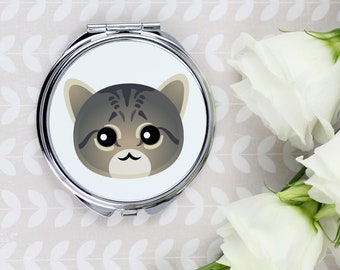 A pocket mirror with a Tabby cat. A new collection with the cute Art-Dog cat