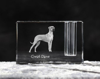 Great Dane, crystal pen holder with dog, souvenir, decoration, limited edition, Collection