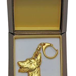 NEW, Dobermann, millesimal fineness 999, dog keyring, in casket, keychain, limited edition, ArtDog . Dog keyring for dog lovers