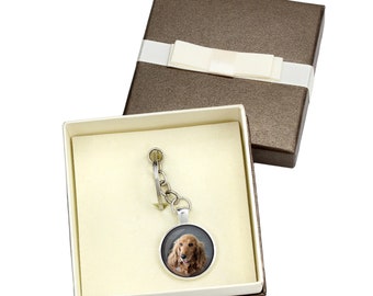 English Cocker Spaniel. Keyring, keychain with box for dog lovers. Photo jewellery. Men's jewellery. Handmade.