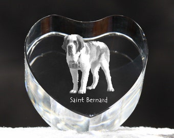 St. Bernard, crystal heart with dog, souvenir, decoration, limited edition, Collection
