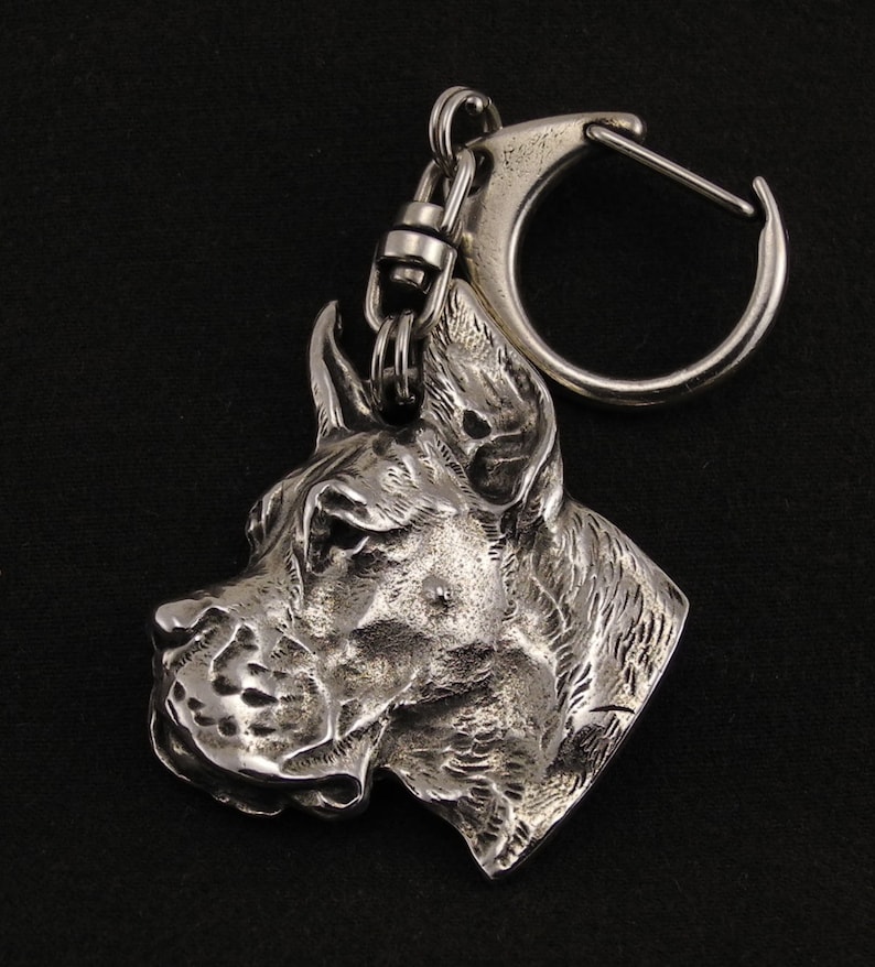 Deutsche Dogge cropped Great Dane limited edition keychain pointed ears ArtDog dog keyring Dog keyring for dog lovers