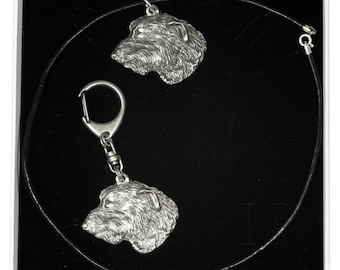 NEW, Irish Wolfhound, dog keyring and necklace in casket, ELEGANCE set, limited edition, ArtDog . Dog keyring for dog lovers