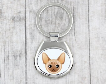 A key pendant with Devon rex cat. A new collection with the cute Art-dog cat