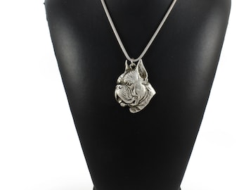 NEW, Boxer (toungue&pointed ears), dog necklace, silver cord 925, limited edition, ArtDog