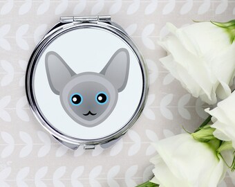 A pocket mirror with a Peterbald cat. A new collection with the cute Art-Dog cat