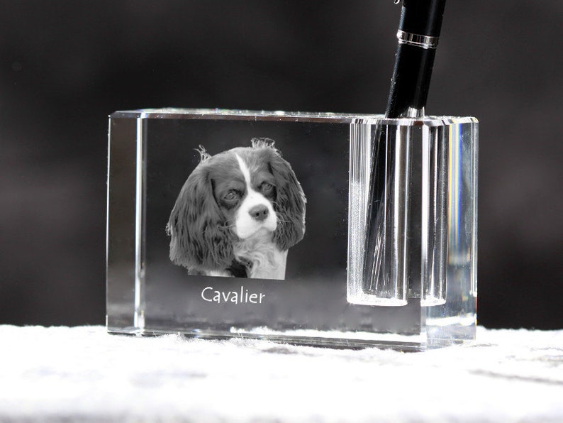 decoration crystal pen holder with dog limited edition souvenir Cavalier Collection