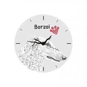 Borzoi, Russian Wolfhound, Free standing MDF floor clock with an image of a dog.