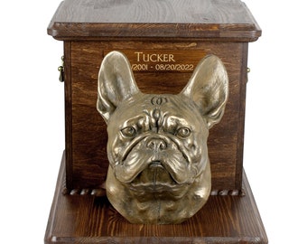 French bulldog Big Urn for Dog Ashes, Cutomizable urn, Urn for dog with statue, Dog memorial with sculpture