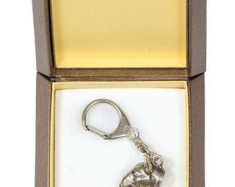 NEW, Bull terrier (3D medallion), English Bull Terrier, dog keyring, key holder, in casket, limited edition, ArtDog