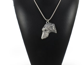 NEW, Deerhound, dog necklace, silver cord 925, limited edition, ArtDog